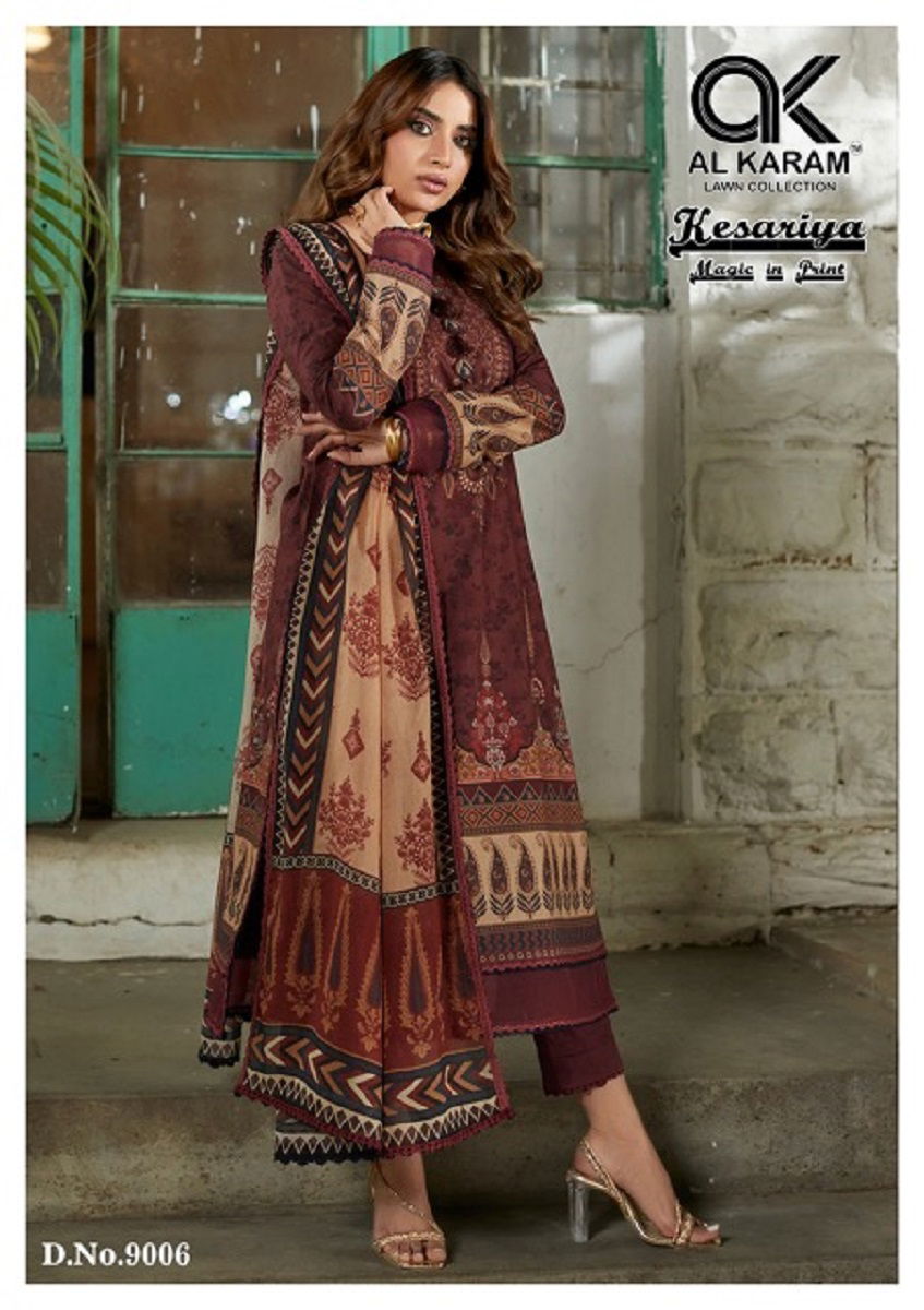 Al Karam Kesariya Vol 9 Cambric Cotton Dress Material
